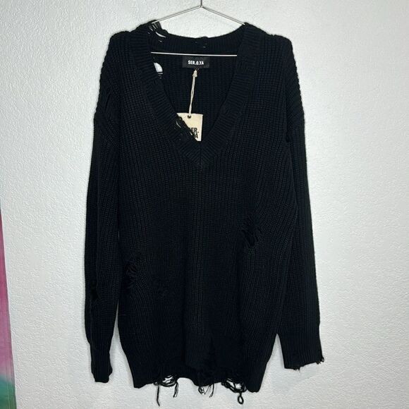 NWT Ser.O.Ya RUMI SWEATER Dress Black Large Revolve - Picture 2 of 12